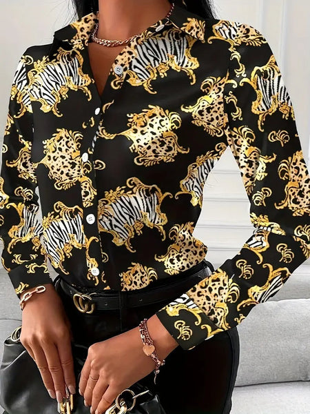 Modern Print Collared Shirt