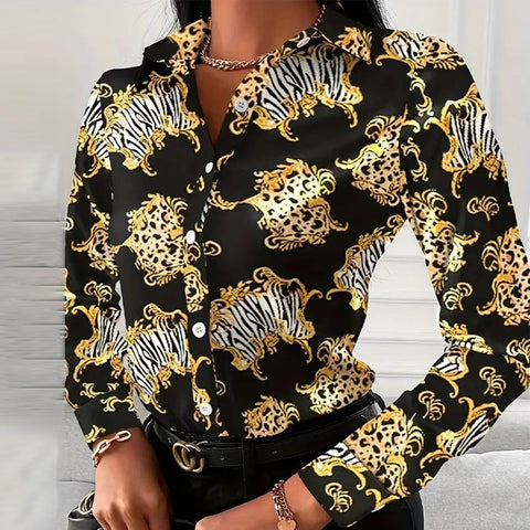 Modern Print Collared Shirt