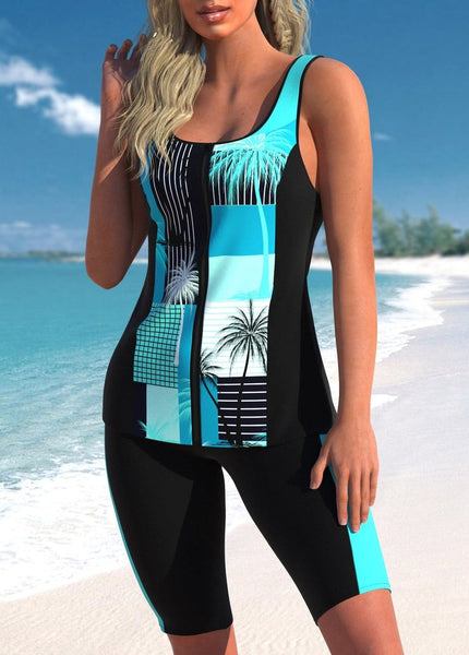 Stylish Print Sleeveless Swimwear