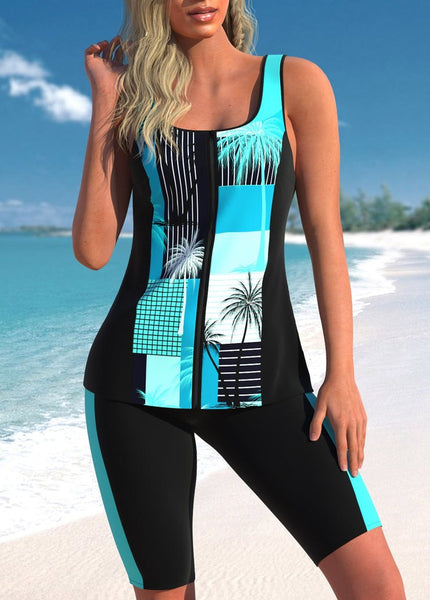 Stylish Print Sleeveless Swimwear