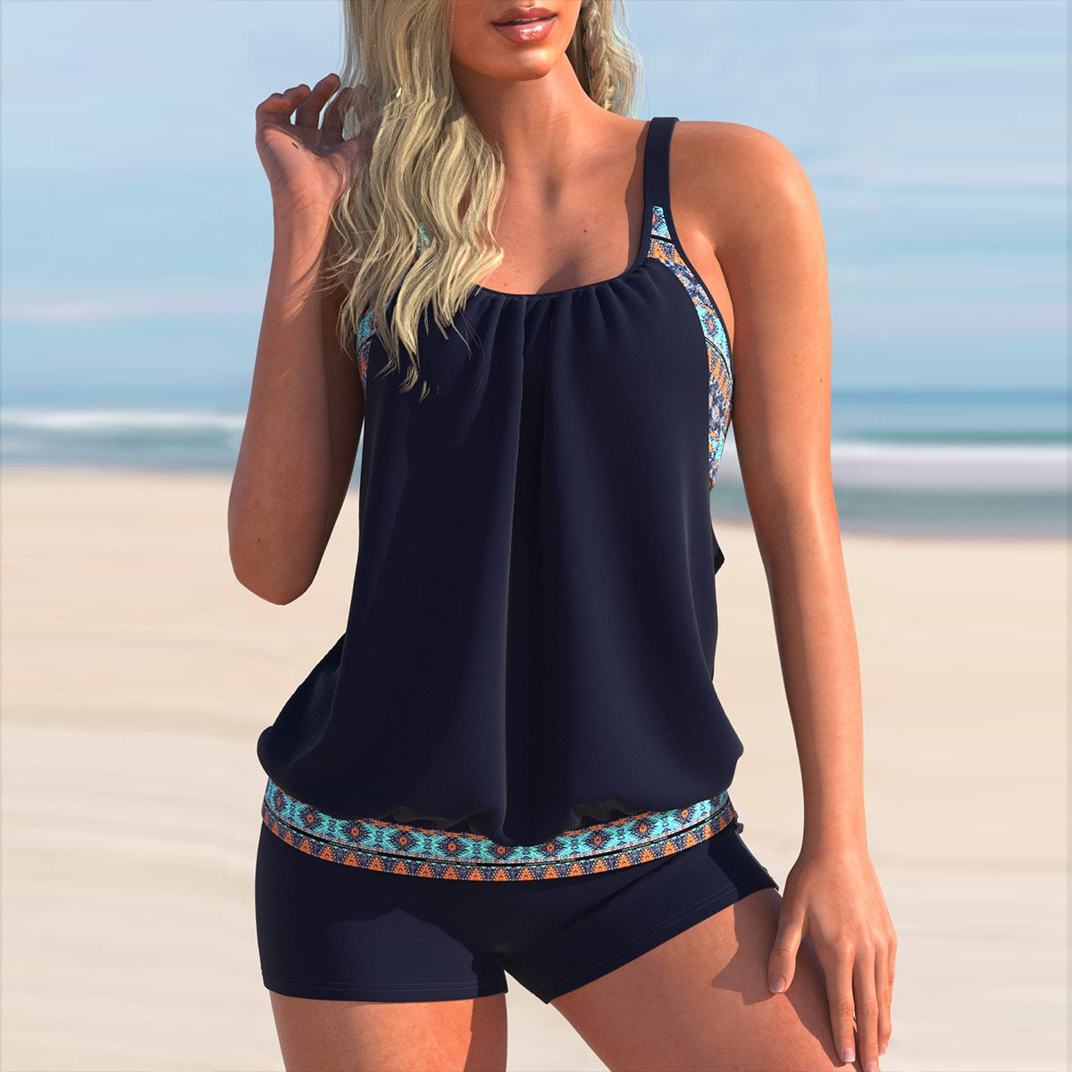 Casual Sleeveless Print Swimwear