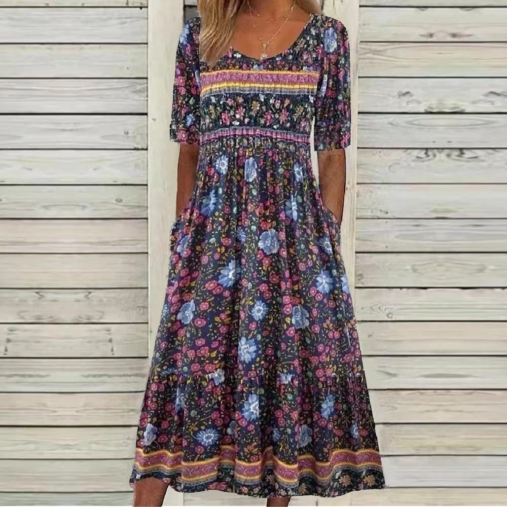 Boho Floral Midi Dress