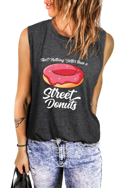 Valentine Heart Print Loose Crew Neck Tank Top