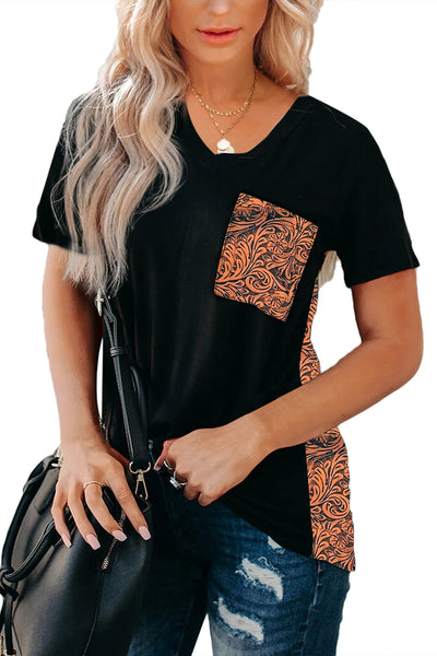 Wihte Leopard Printed Splicing T-Shirt