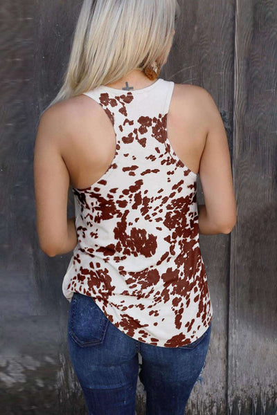 Cow Print Racerback Tank Top