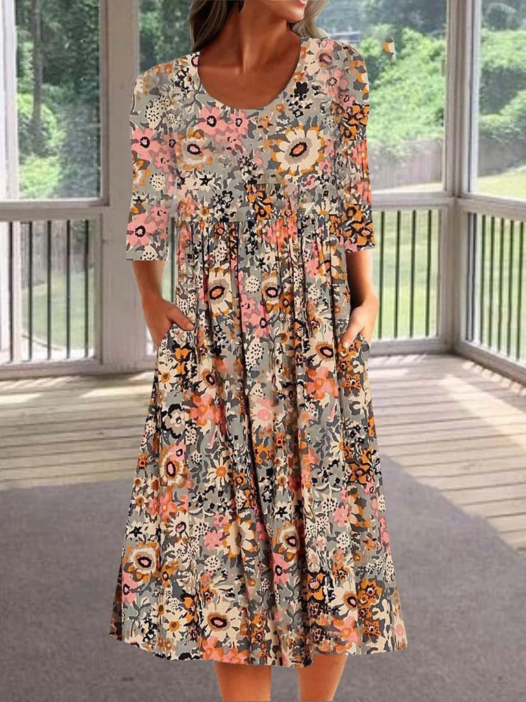 Floral Days Front Pocket Prairie Midi Dress – goodies-us