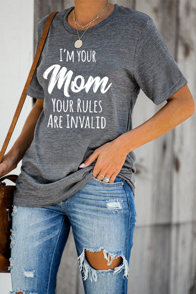 Mom Letters Printed O-neck Short Sleeve T Shirt