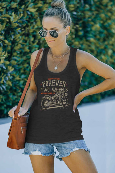 Casual Letter Print MOTORCYCLE Graphic Tank Top