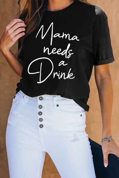 Mama Letter Leopard Print Graphic T-Shirt