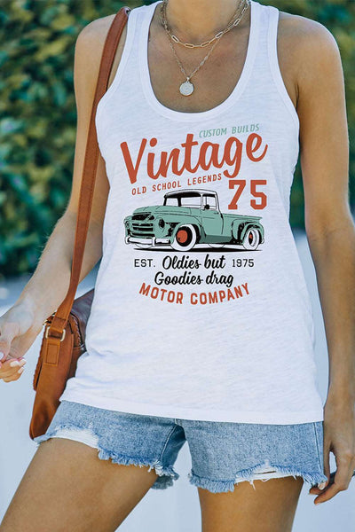 Casual Letter Print MOTORCYCLE Graphic Tank Top