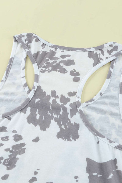 Cow Print Racerback Tank Top