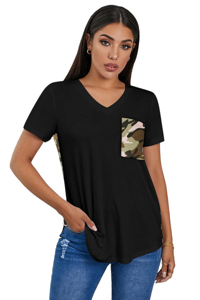 Wihte Leopard Printed Splicing T-Shirt