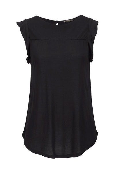 Keyhole Back Ruffled Sleeveless Top