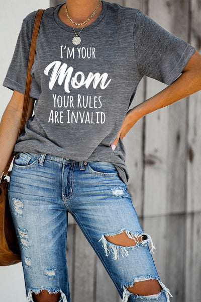 Mom Letters Printed O-neck Short Sleeve T Shirt