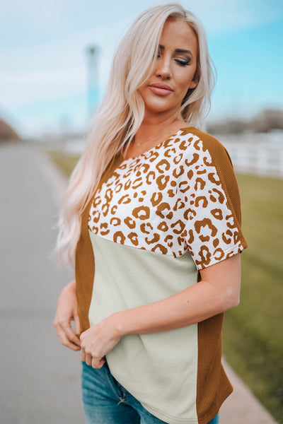 Leopard Colorblock Short Sleeve Top