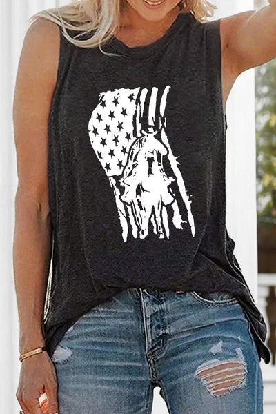 Valentine Heart Print Loose Crew Neck Tank Top