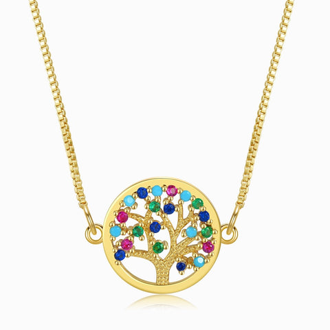 Round Multicolored Tree Of Life Necklace