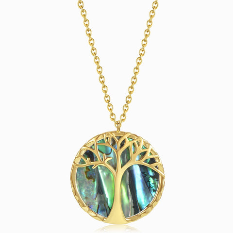 Round Tree Of Life Emerald Necklace
