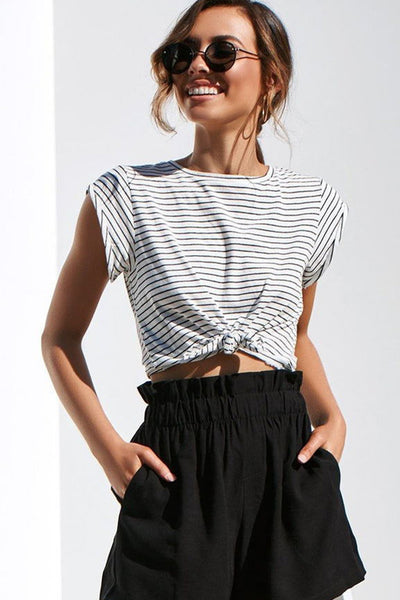 Striped Crop Top with Tie up