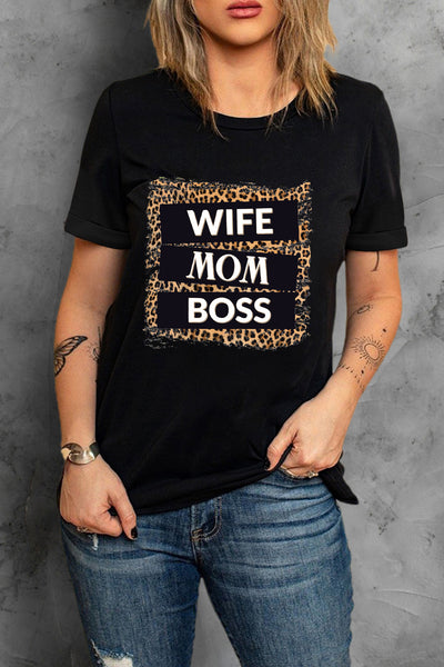 Mama Letter Leopard Print Graphic T-Shirt