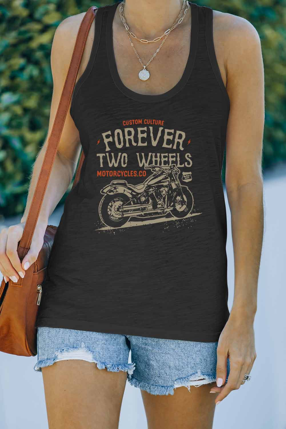 Casual Letter Print MOTORCYCLE Graphic Tank Top