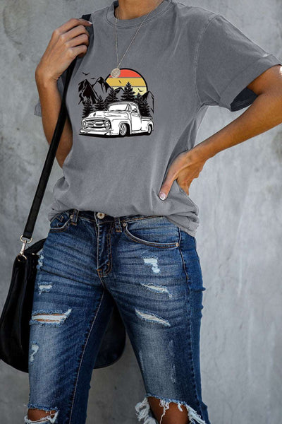 Casual Pick Up Truck Print Graphic Tee