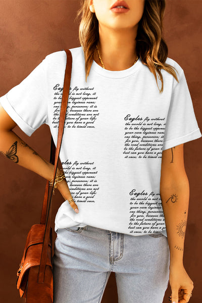 Letters Printed Short Sleeve Graphic T Shirt