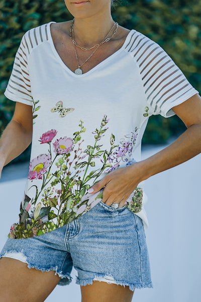 Striped Raglan Sleeve Tee