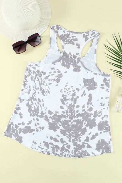 Cow Print Racerback Tank Top