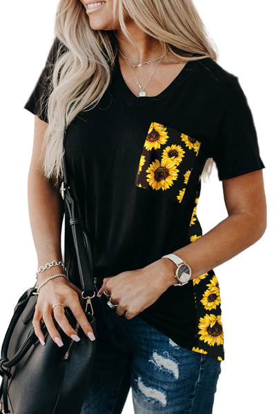 Wihte Leopard Printed Splicing T-Shirt