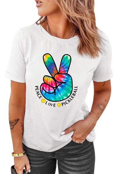 Tie Dyed Gesture Letter Print Short Sleeve T Shirt