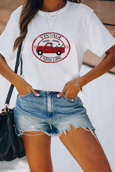 Casual Pick Up Truck Print Graphic Tee