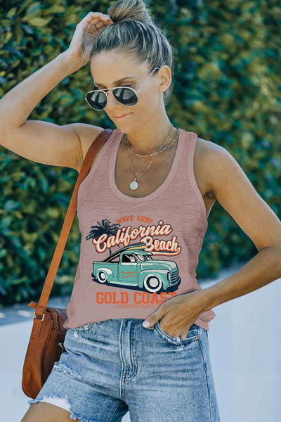 Casual Letter Print MOTORCYCLE Graphic Tank Top