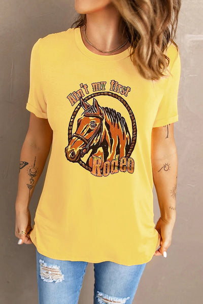 Western Horse Letter Print Graphic T-shirt