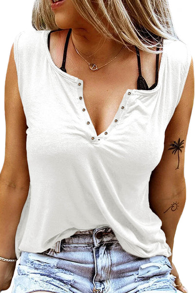 Solid Slim-fit V Neck Tank Top