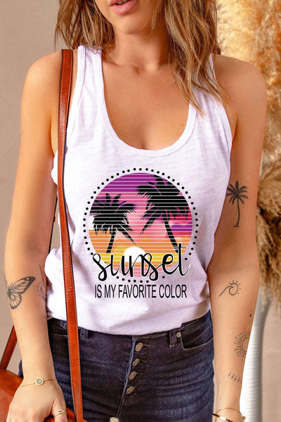 Casual Letter Print MOTORCYCLE Graphic Tank Top