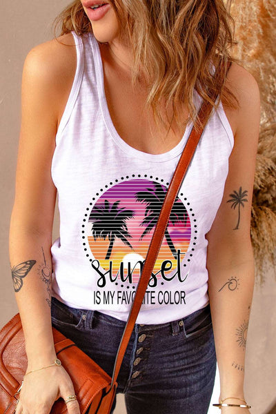 Casual Letter Print MOTORCYCLE Graphic Tank Top