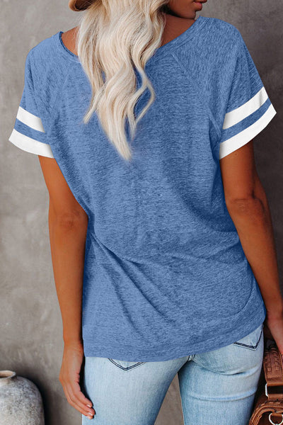 Plain Colorblock Raglan Sleeve T-shirt