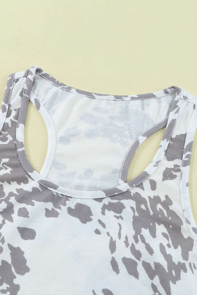 Cow Print Racerback Tank Top