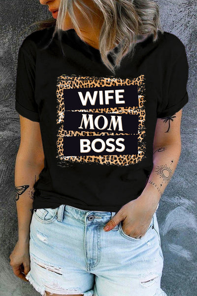 Mama Letter Leopard Print Graphic T-Shirt