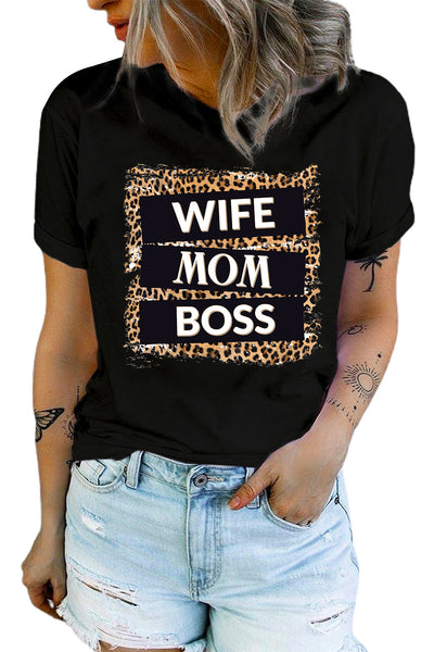 Mama Letter Leopard Print Graphic T-Shirt