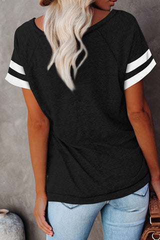 Plain Colorblock Raglan Sleeve T-shirt