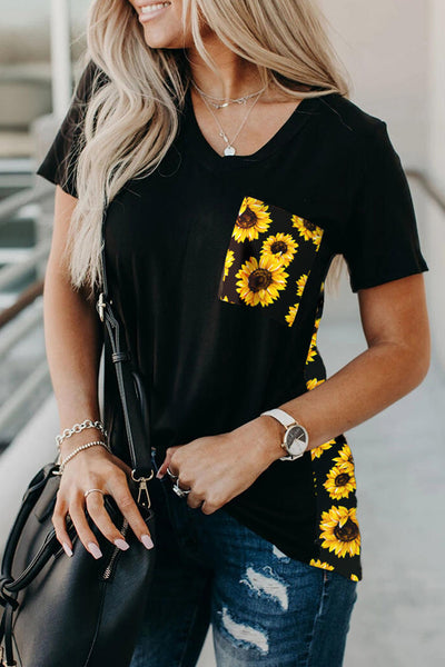 Wihte Leopard Printed Splicing T-Shirt